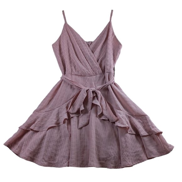 Altard State Blush Pink Sleeveless Wrap Dress Tie Waist Ruffle Hem Rouched NWT - Picture 1 of 12